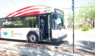 side view of electric bus