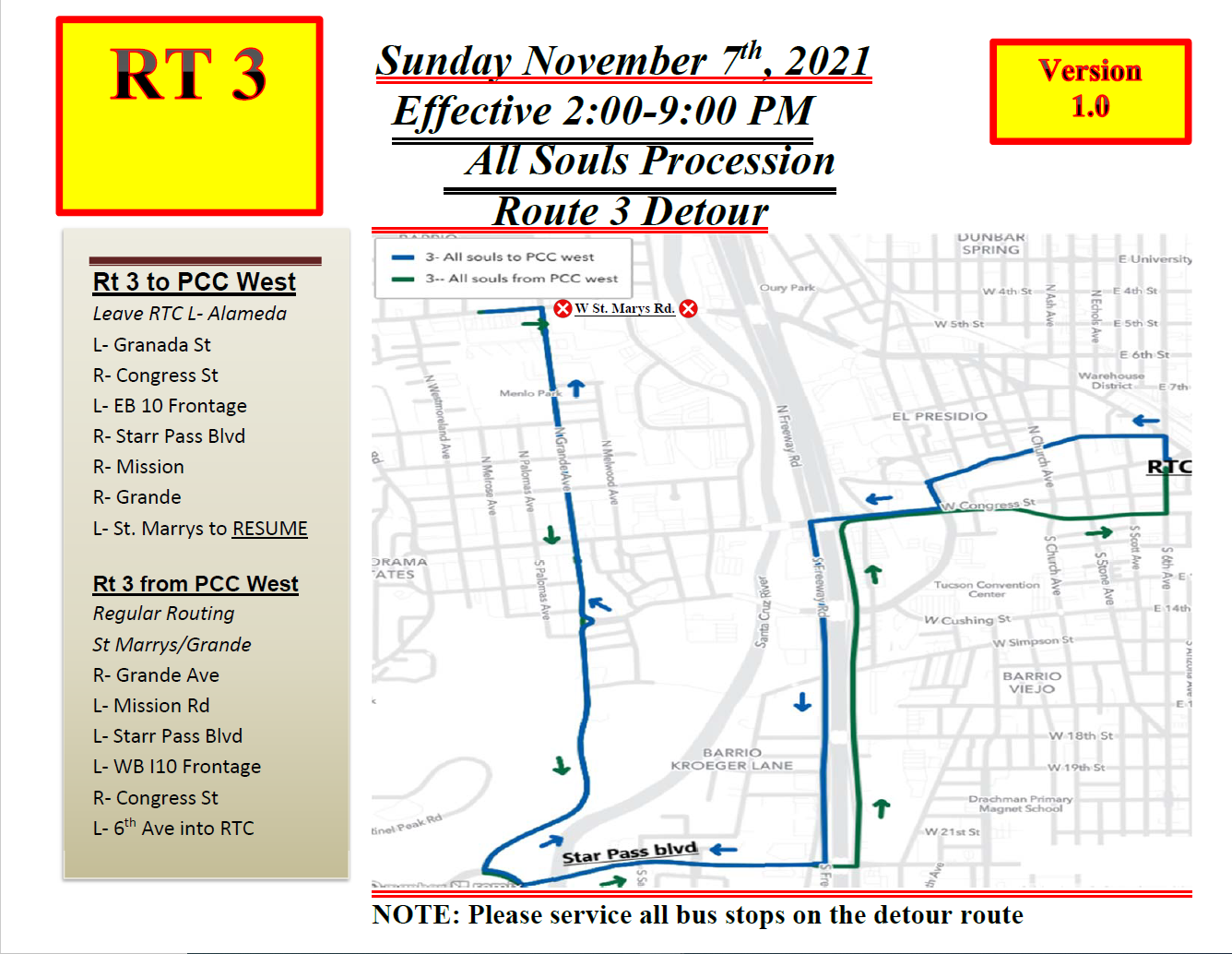 Bus and Streetcar Options for All Souls Procession Sun Tran