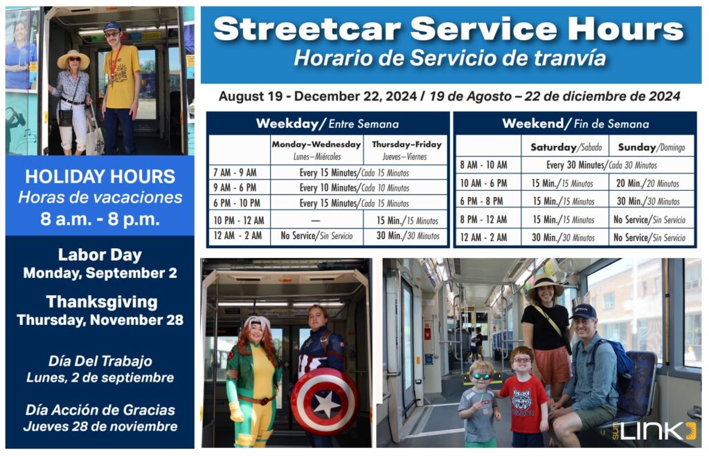 Sun Link Streetcar Winter Schedule